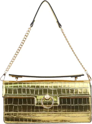 Jessica Simpson Brooke Clutch, Stylish Shoulder Bag with Chain Strap & Gold Accents