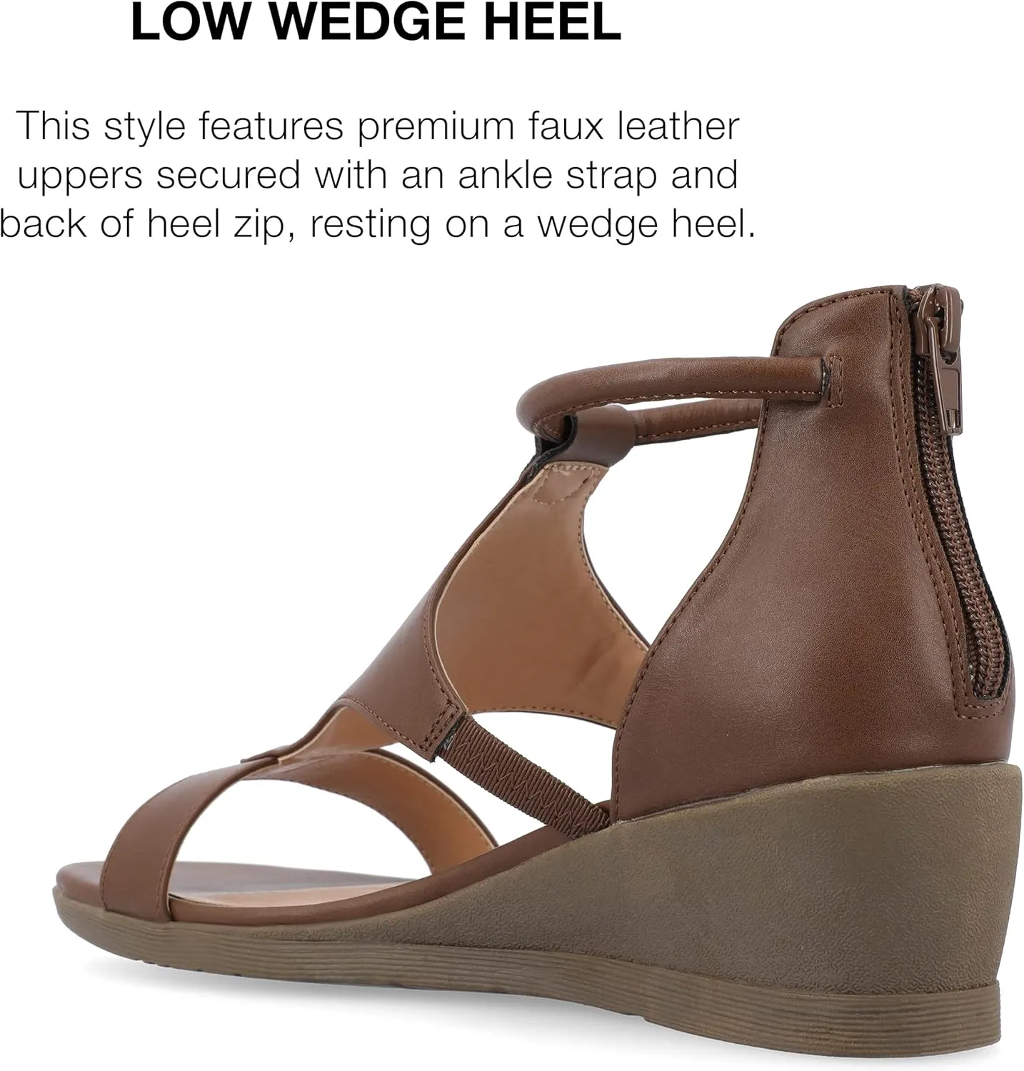 Journee Collection Womens Trayle Faux Leather Strappy Wedge Sandals