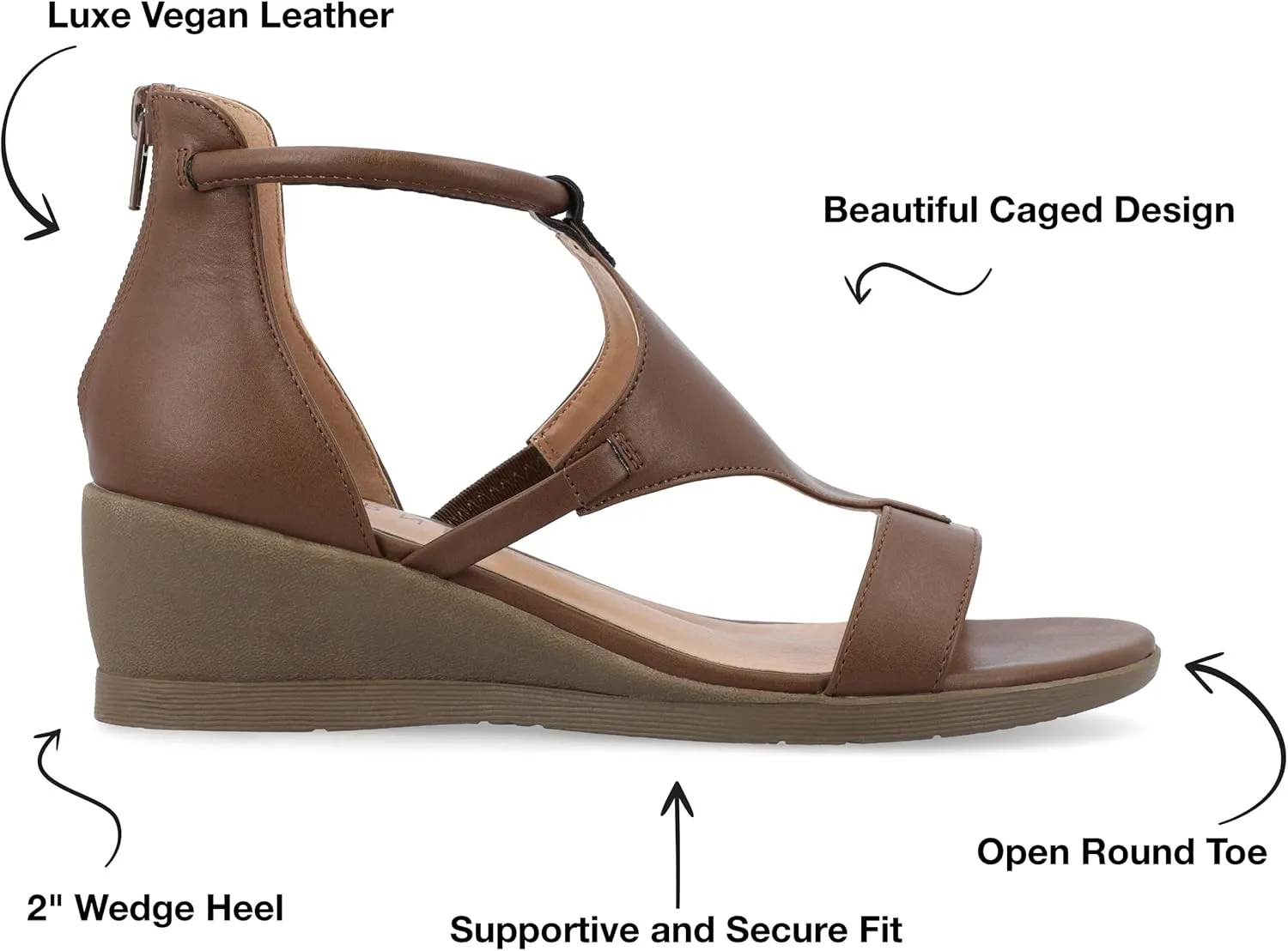 Journee Collection Womens Trayle Faux Leather Strappy Wedge Sandals