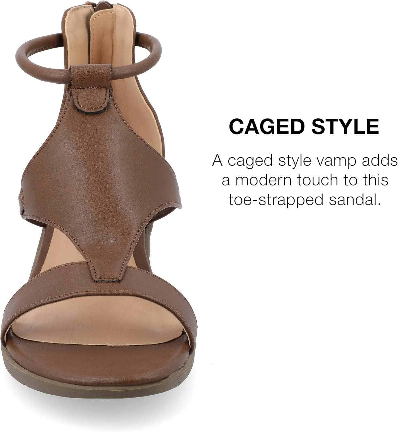 Journee Collection Womens Trayle Faux Leather Strappy Wedge Sandals