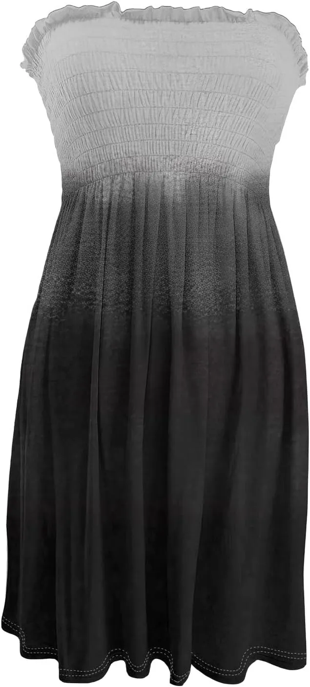 Kenvina Women Summer Dresses 2025 Smocked Tube Dress Sexy Off Shoulder Sleeveless Strapless Sundresses Beach Cover Ups