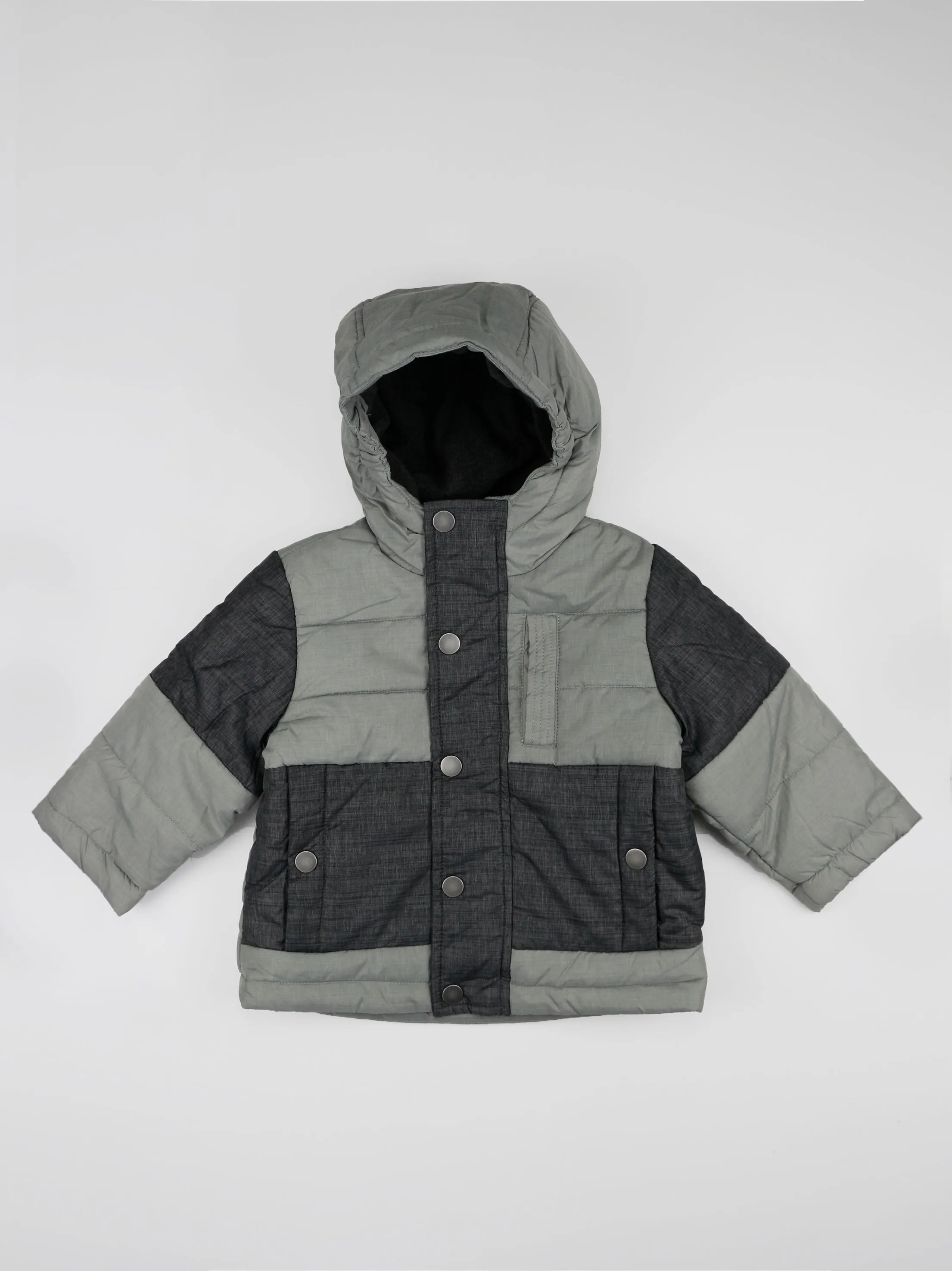 Kids Boy Color blocked Hooded Jacket,Grey