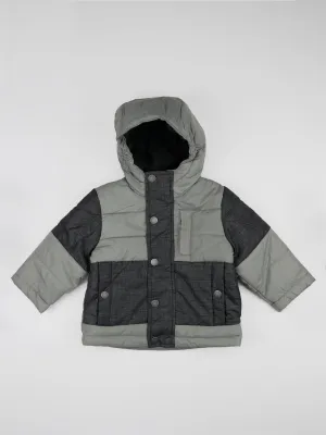 Kids Boy Color blocked Hooded Jacket,Grey