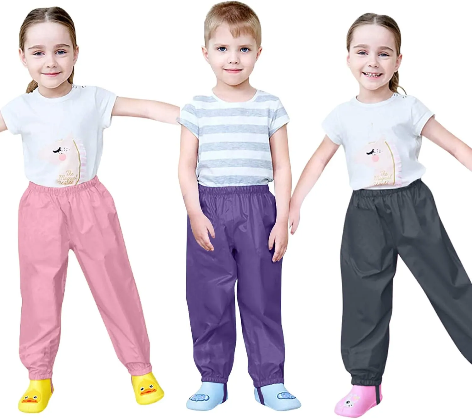 Kids Boys Girls Rain Pant Double Fabric Warm ungarees Windproof Waterproof Mud Breathable Bottoms