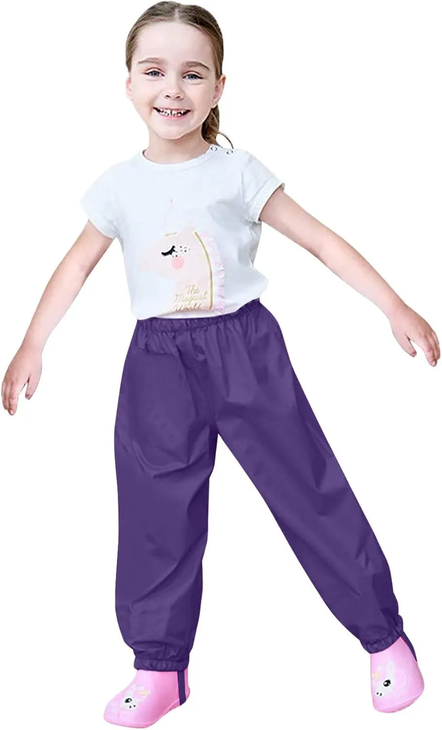 Kids Boys Girls Rain Pant Double Fabric Warm ungarees Windproof Waterproof Mud Breathable Bottoms