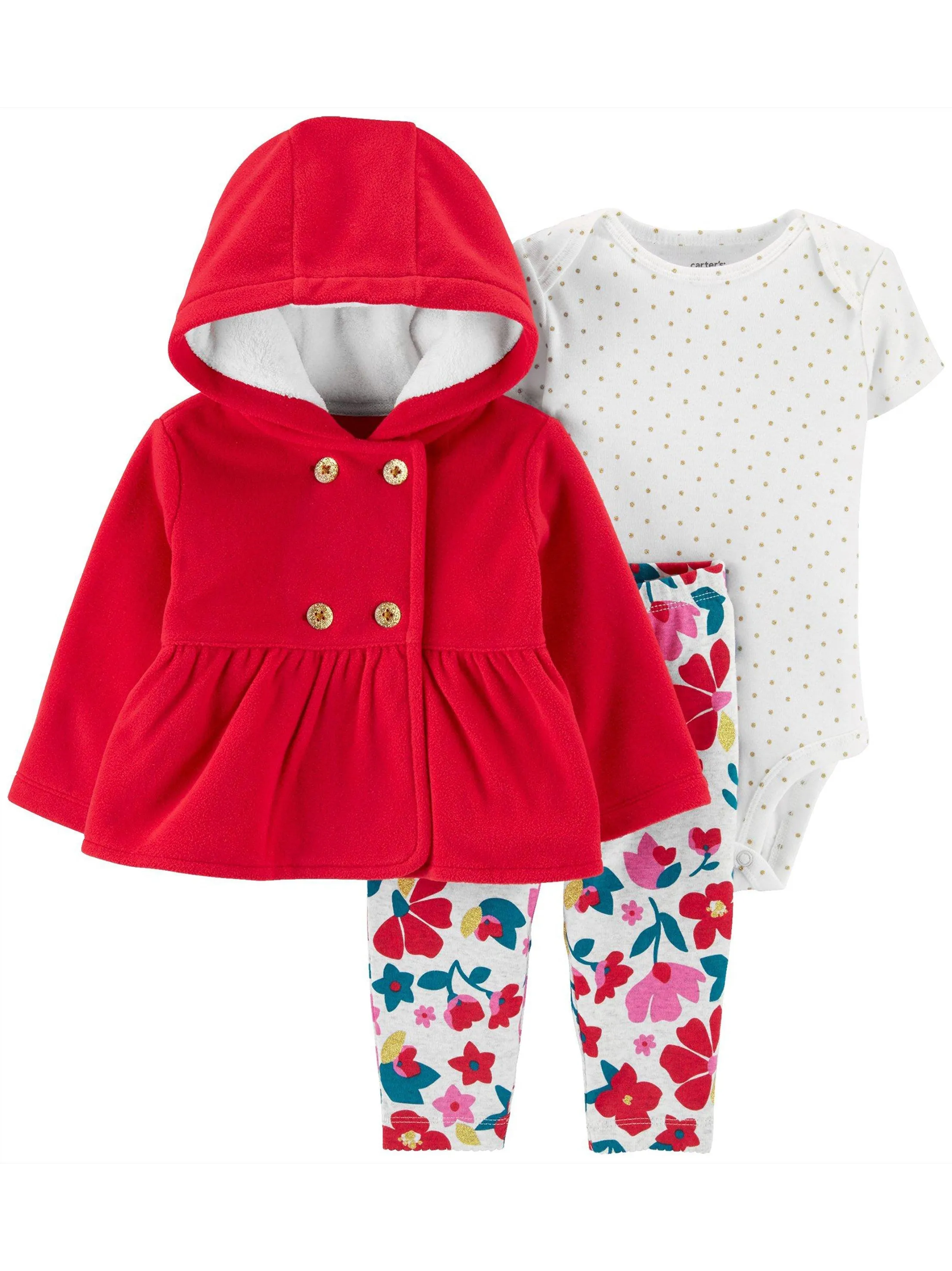 Kids Girl's 3 Pcs Polka Dots Top & Bottom Set,Multi