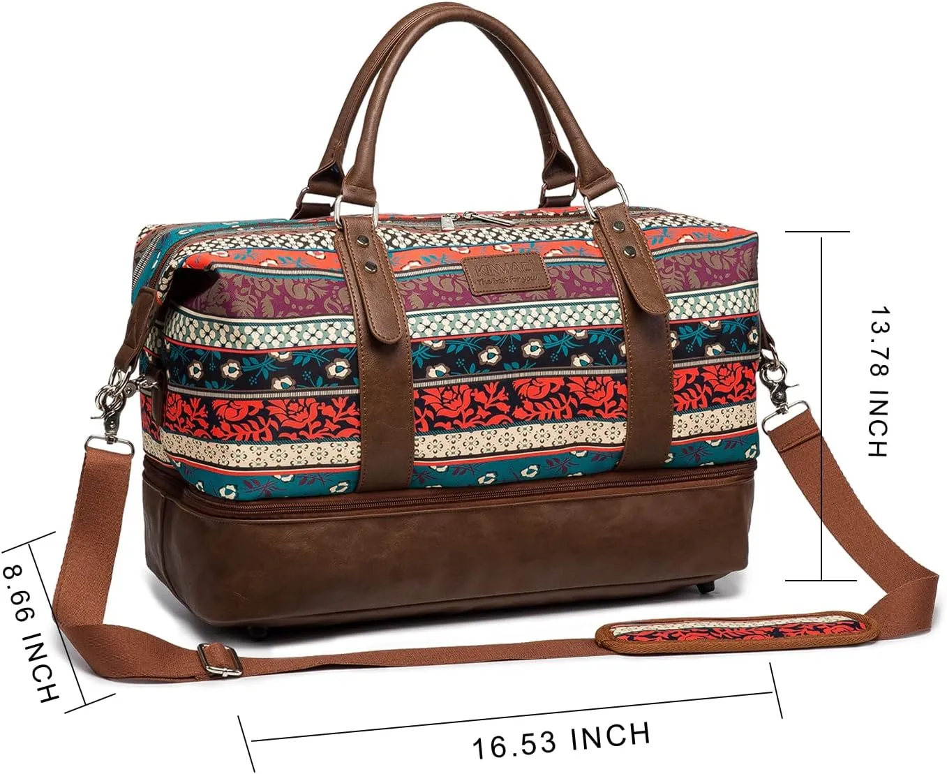Kinmac Garment Bag with Shoes Compartment,Duffel Bag For Travel,Sports Gym Yoga Duffel Bag Weekender Overnight Totes Bag (Bohemian)