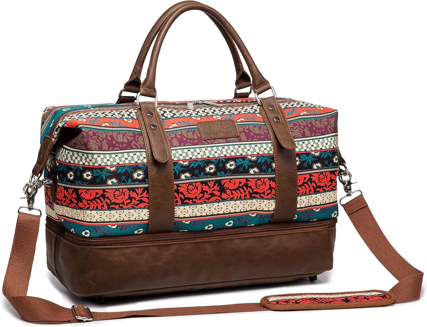 Kinmac Garment Bag with Shoes Compartment,Duffel Bag For Travel,Sports Gym Yoga Duffel Bag Weekender Overnight Totes Bag (Bohemian)
