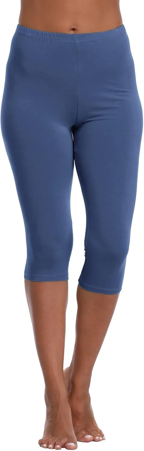 Kotii Women's Lightweight Soft Capri Leggings Crop Leggings 3/4 Stretch Yoga Pants