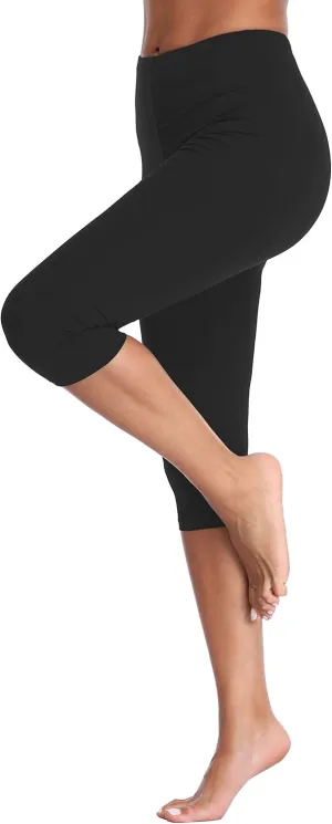 Kotii Women's Lightweight Soft Capri Leggings Crop Leggings 3/4 Stretch Yoga Pants