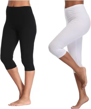 Kotii Women's Lightweight Soft Capri Leggings Crop Leggings 3/4 Stretch Yoga Pants