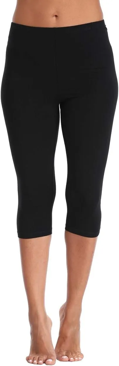 Kotii Women's Lightweight Soft Capri Leggings Crop Leggings 3/4 Stretch Yoga Pants