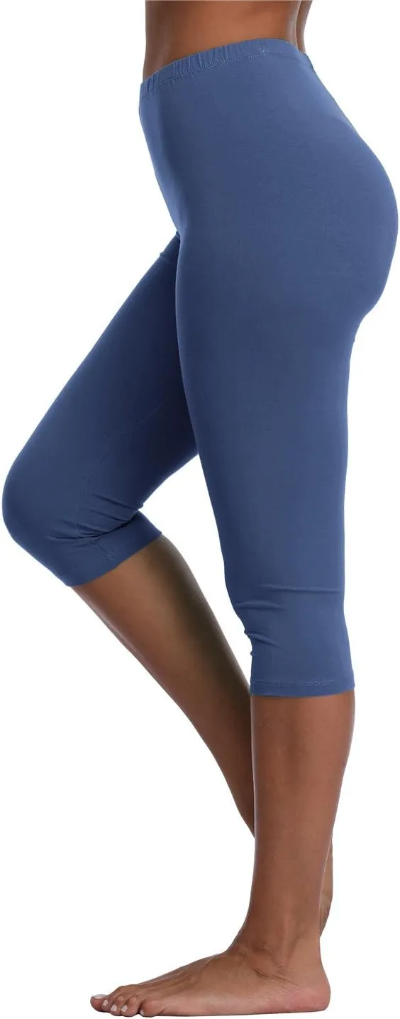 Kotii Women's Lightweight Soft Capri Leggings Crop Leggings 3/4 Stretch Yoga Pants