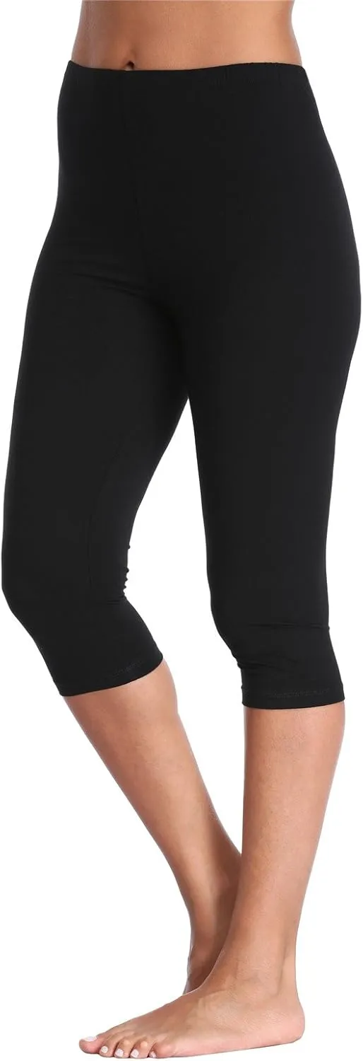 Kotii Women's Lightweight Soft Capri Leggings Crop Leggings 3/4 Stretch Yoga Pants