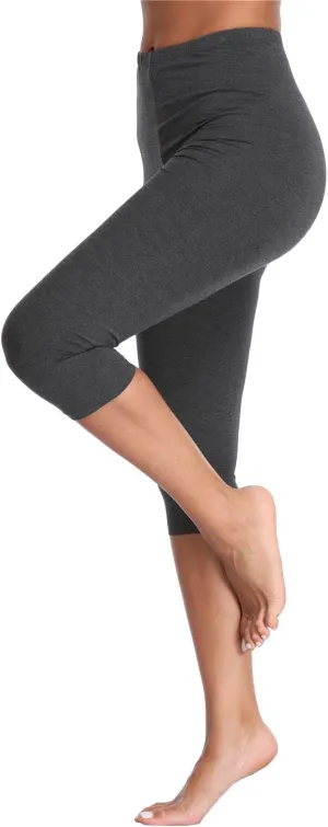 Kotii Women's Lightweight Soft Capri Leggings Crop Leggings 3/4 Stretch Yoga Pants