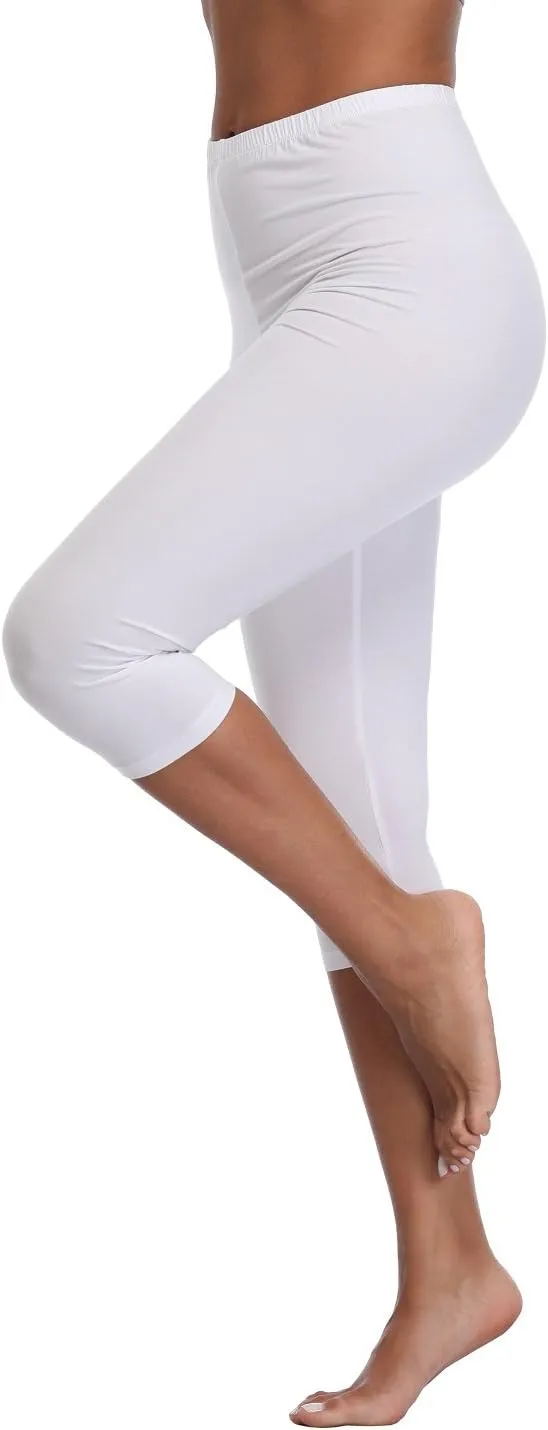 Kotii Women's Lightweight Soft Capri Leggings Crop Leggings 3/4 Stretch Yoga Pants