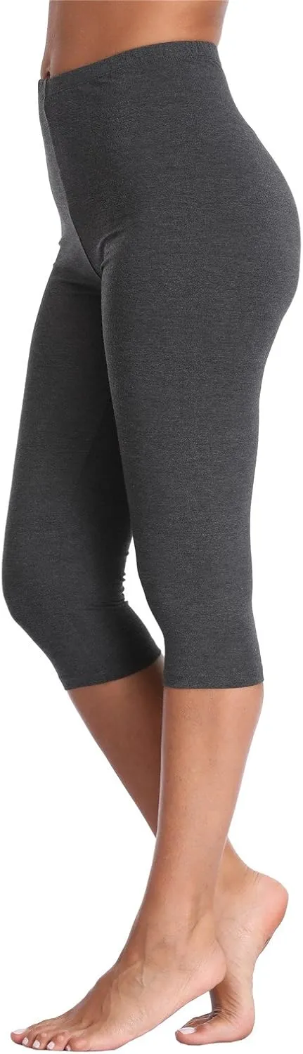Kotii Women's Lightweight Soft Capri Leggings Crop Leggings 3/4 Stretch Yoga Pants