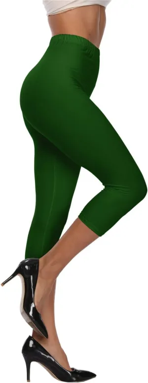 Kotii Women's Soft Capri Leggings 3/4 Cropped Leggings High Waisted Capris Tights