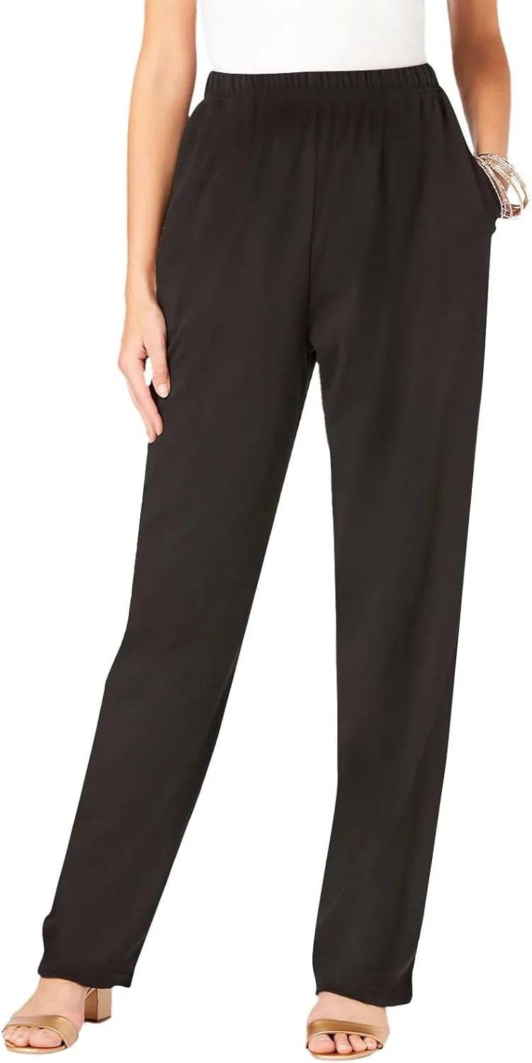 Ladies Lounge Trousers Ankle Length Slacks Tapered Cozy Pants with Pockets Comfy Pajama Pants(Available in Plus Size)