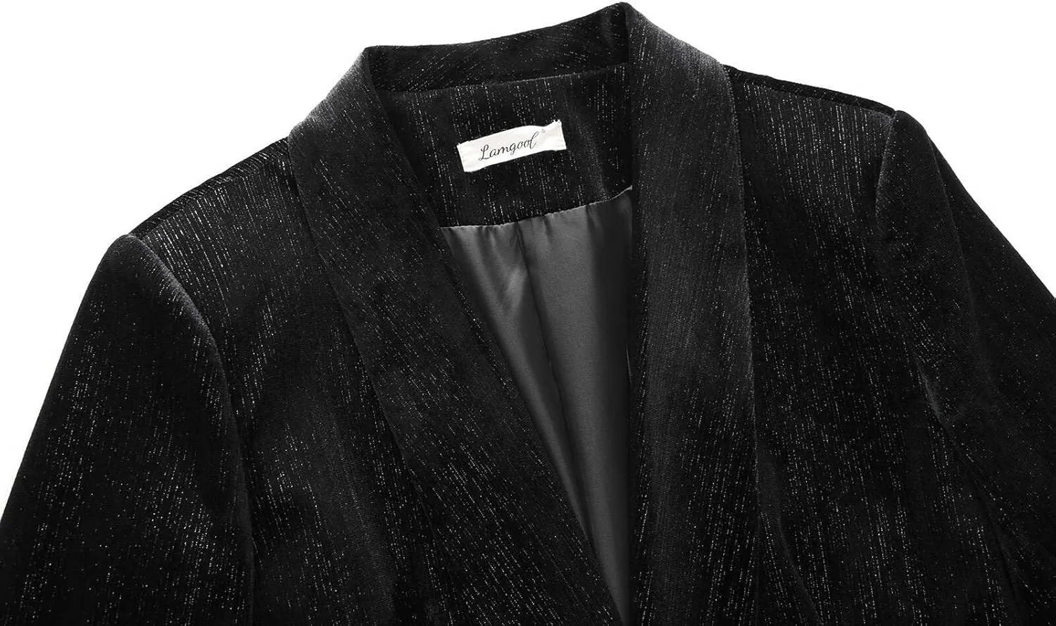 Lamgool Women Pantsuit Dressy Silver Thread Velvet 2 Piece Suit Set Blazer and Flared Pants
