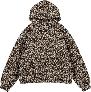 LaurelTree Y2K Oversized Leopard Print Hoodie Cheetah Print Sweatshirt Trendy Y2K Style Vintage Hoodie for Women Man