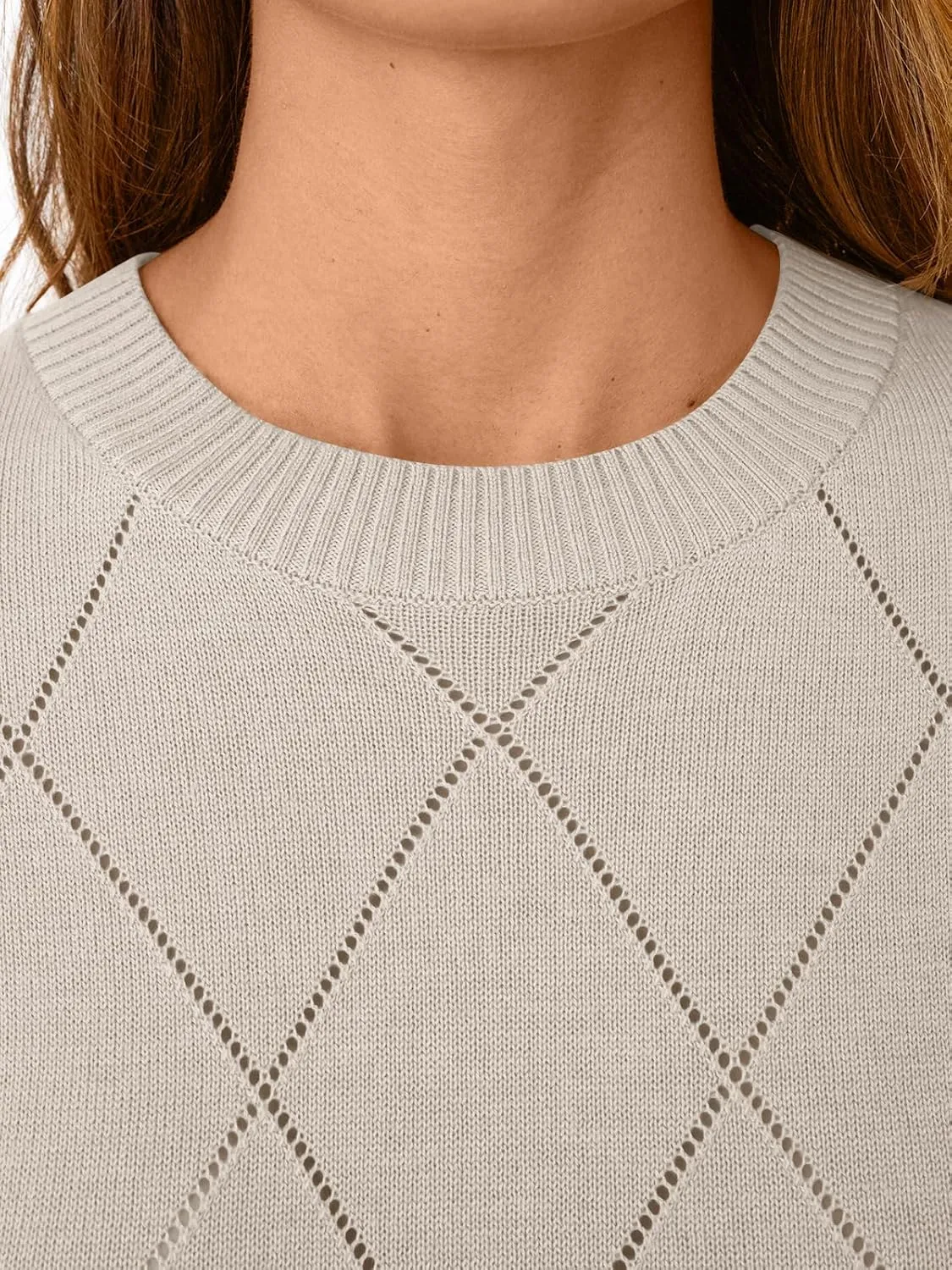 LILLUSORY Womens Knit Hollowed Out Sweater Summer Lightweight Short Sleeve Wool Blend Tops