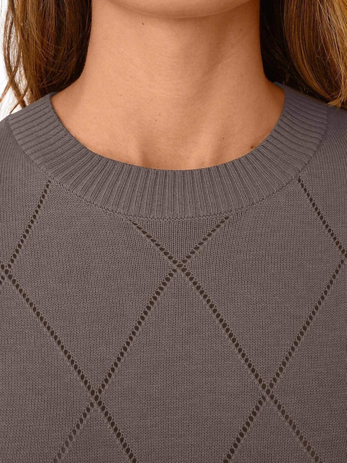 LILLUSORY Womens Knit Hollowed Out Sweater Summer Lightweight Short Sleeve Wool Blend Tops