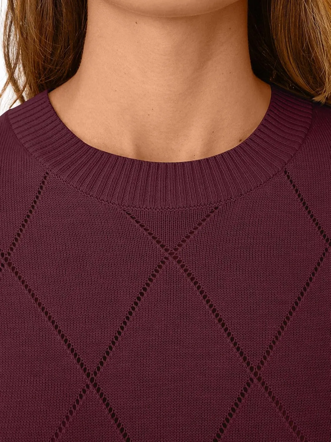 LILLUSORY Womens Knit Hollowed Out Sweater Summer Lightweight Short Sleeve Wool Blend Tops