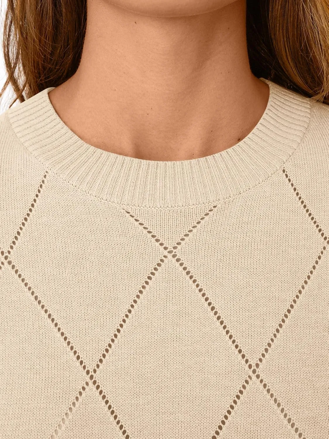 LILLUSORY Womens Knit Hollowed Out Sweater Summer Lightweight Short Sleeve Wool Blend Tops
