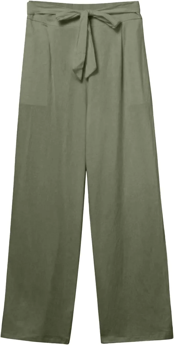 Linen Pants Women Linen Pants Women Women's Cotton Linen Loose Fit Pants, Soft Elastic Waistband Yoga Lounge