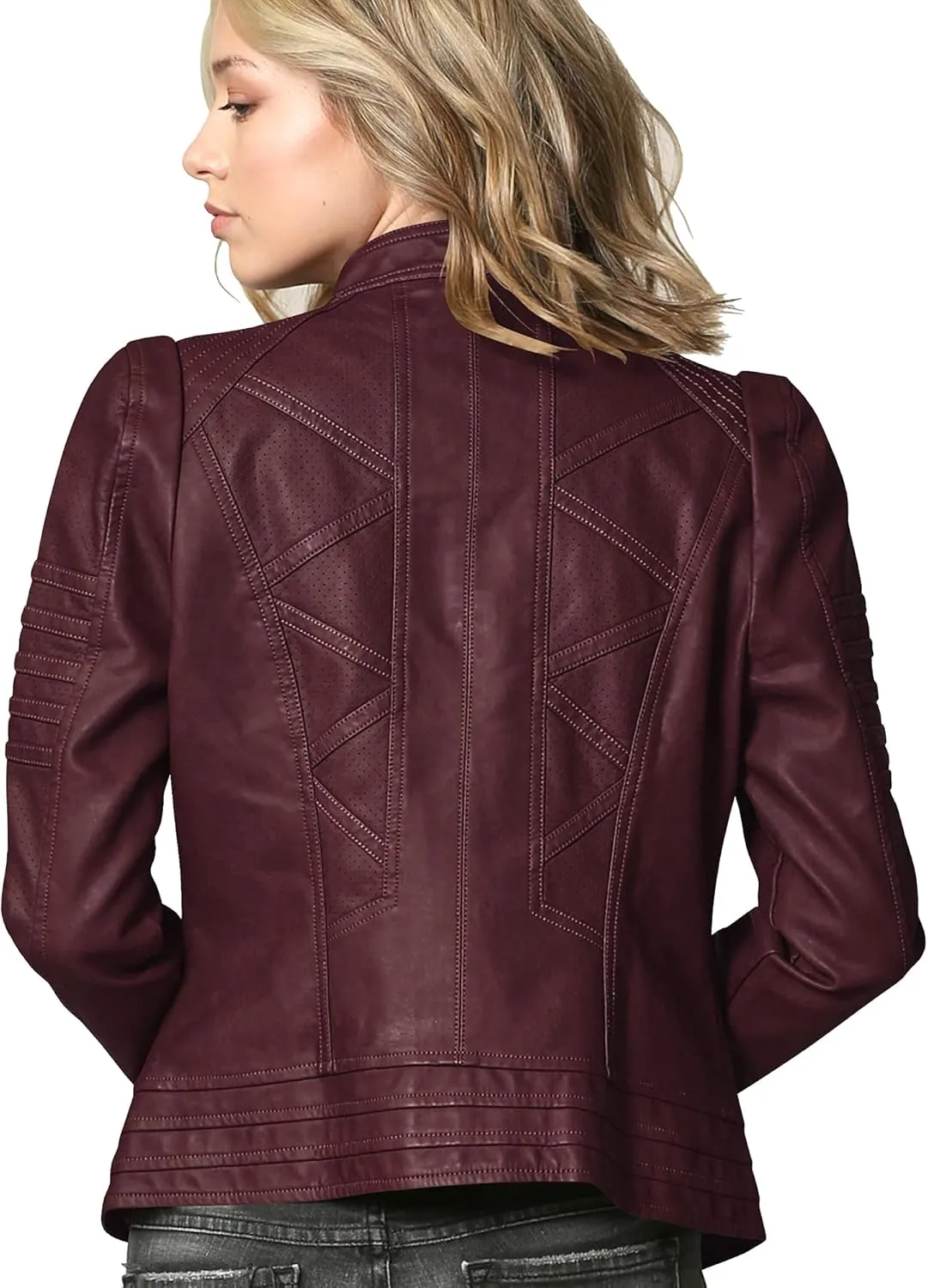 Lock and Love Women's Faux Leather Moto Biker Jacket Coat with Removable or Non-Removable Hood