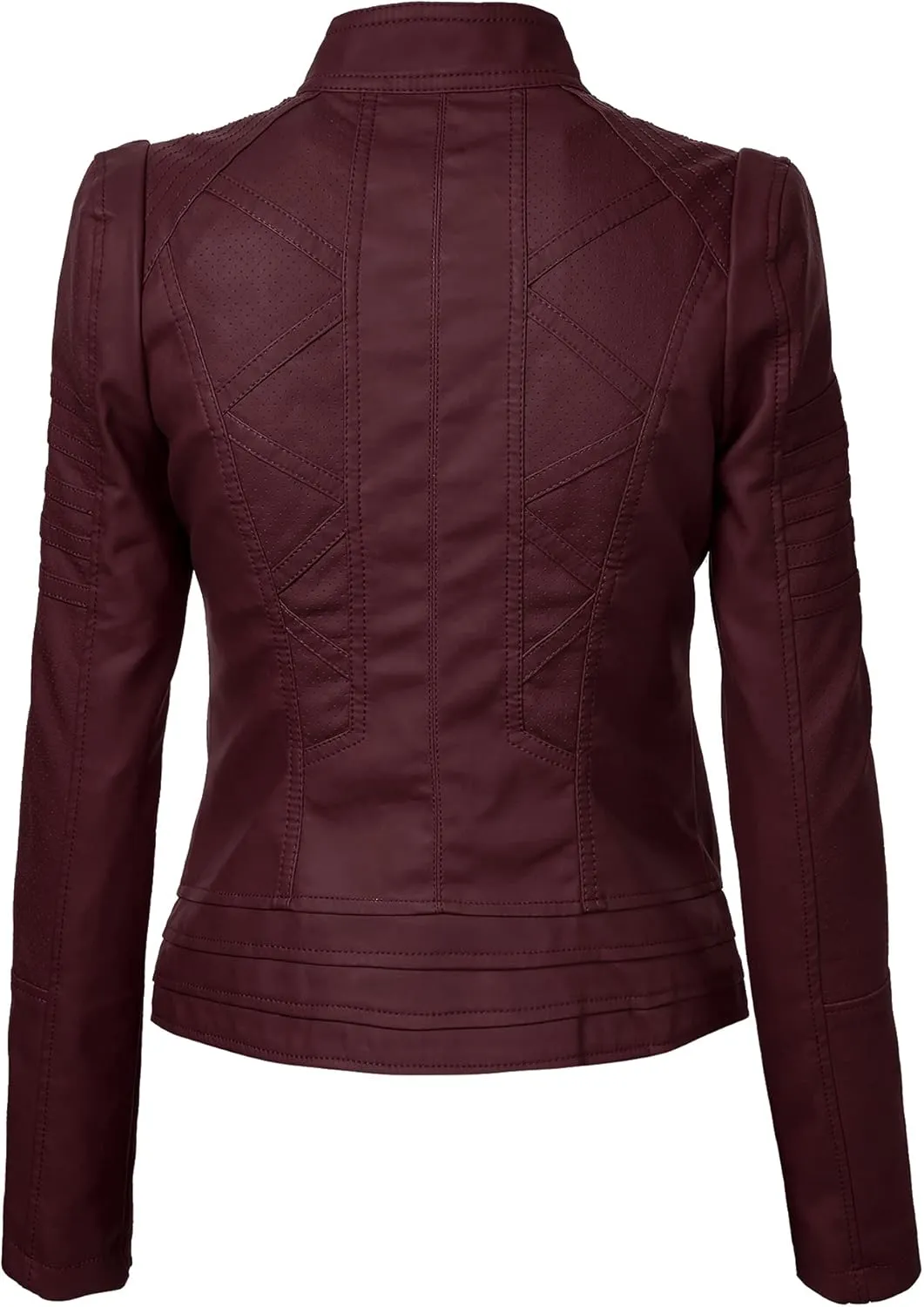 Lock and Love Women's Faux Leather Moto Biker Jacket Coat with Removable or Non-Removable Hood