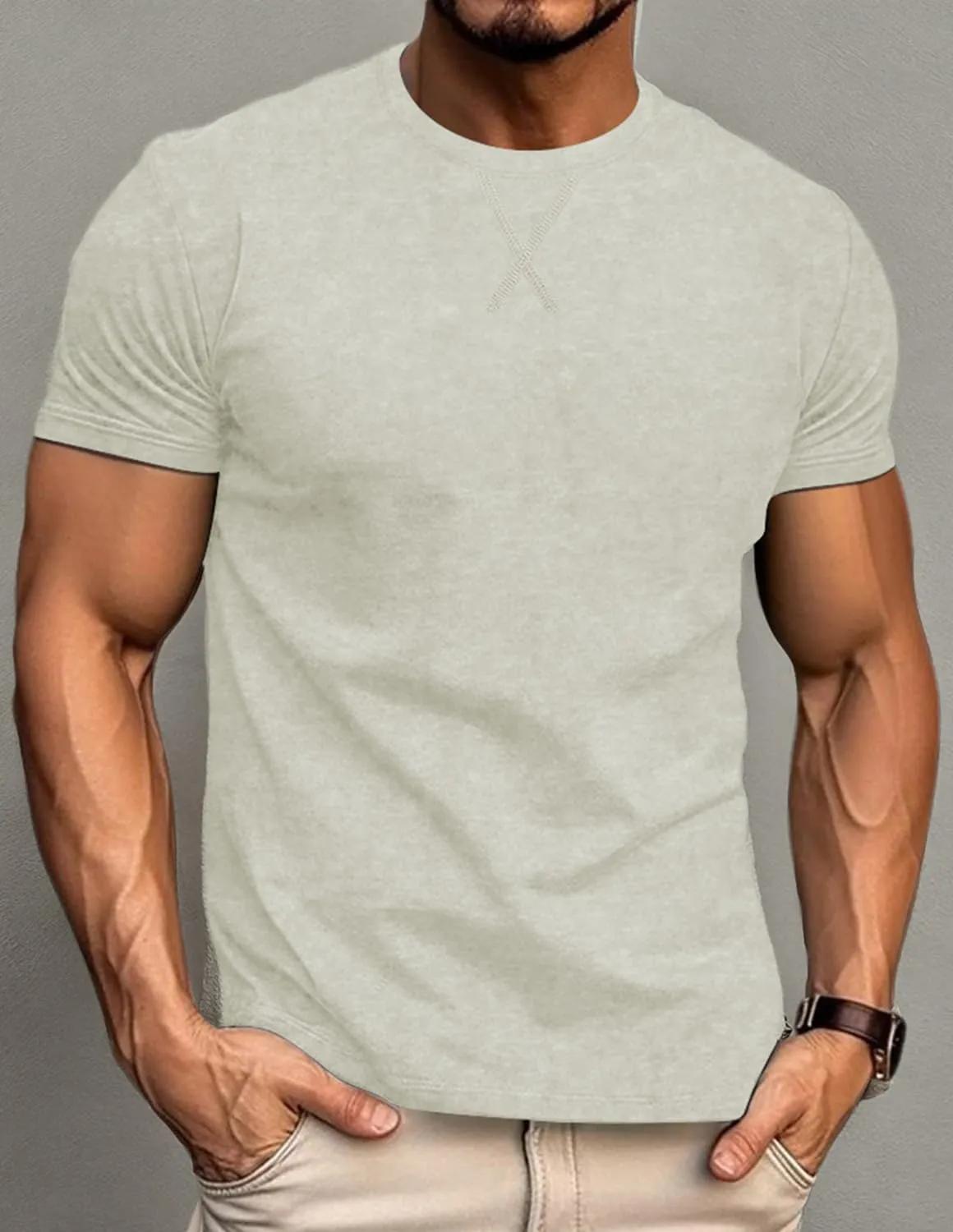 LOGEEYAR Men's Athletic Washed T-Shirts Basic Crew Neck Tees Tops Casual Distressed Cotton T Shirts for Men