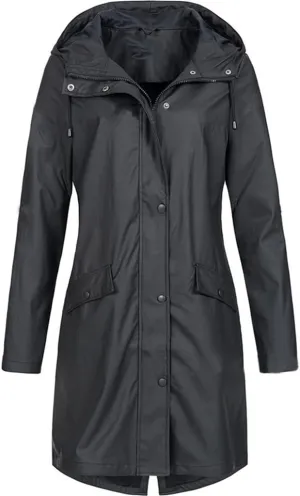 Long Raincoat for Women Waterproof with Hood Hooded Windbreaker Jackets Zip Up Rain Jackets Trench Coat