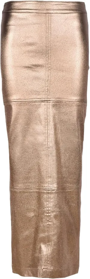 Long Skirts for Women Trendy High Waisted A Line Business Casual Leather Maxi Skirt with Slit Dressy