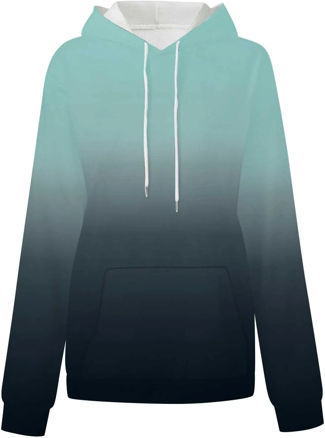 Long Sleeve Blouses for Women Fashion Drawstring Gradient Color Hooded Sweatshirts Causal Oversized Shirts Pullover