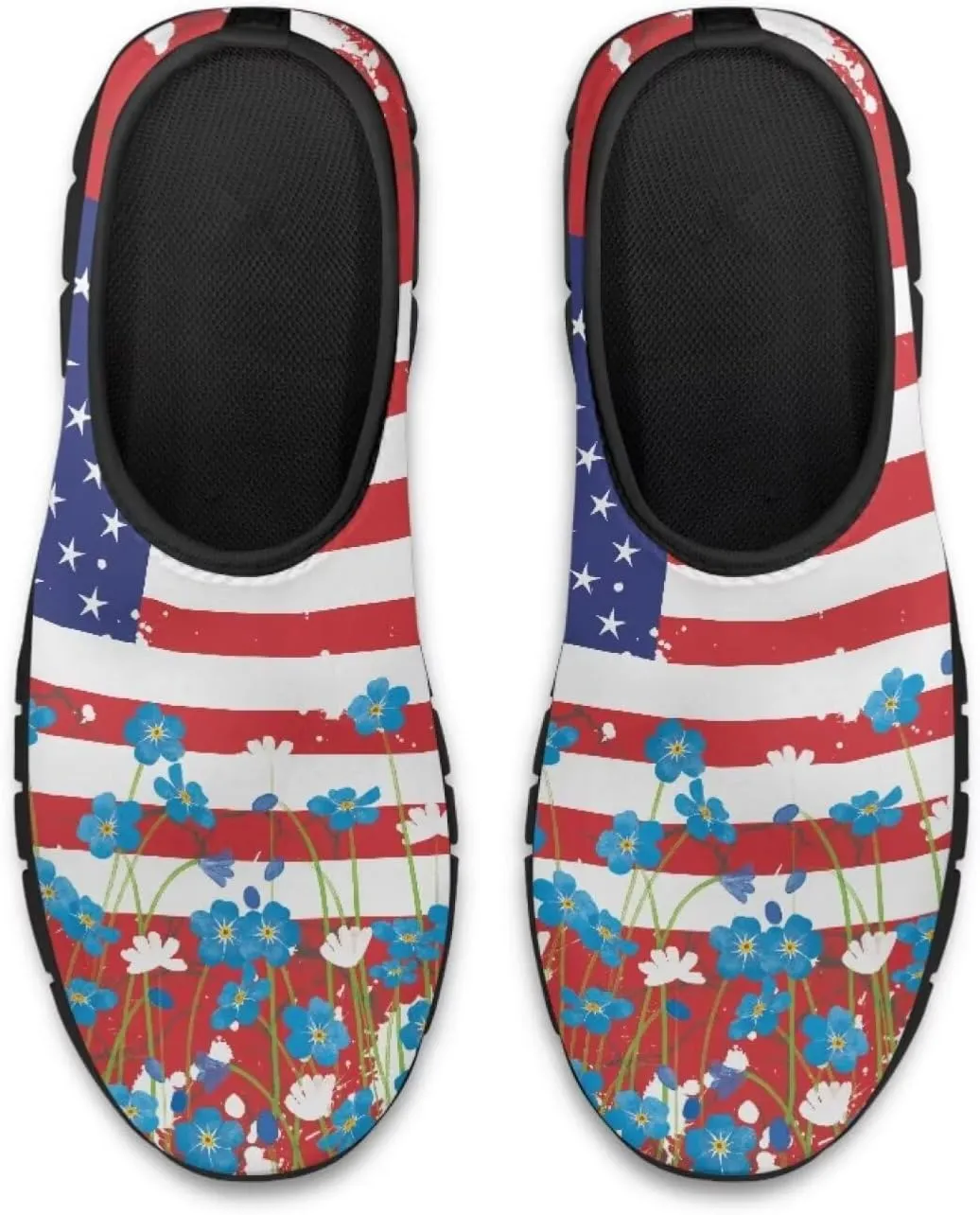 Low-Cut Flag Print Casual Shoes - Polyester Fabric, Non-Slip Walking Shoes Women's Tennis Shoes