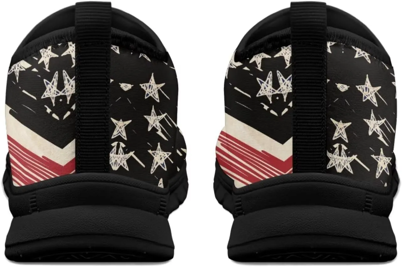 Low-Cut Flag Print Casual Shoes - Polyester Fabric, Non-Slip Walking Shoes Women's Tennis Shoes