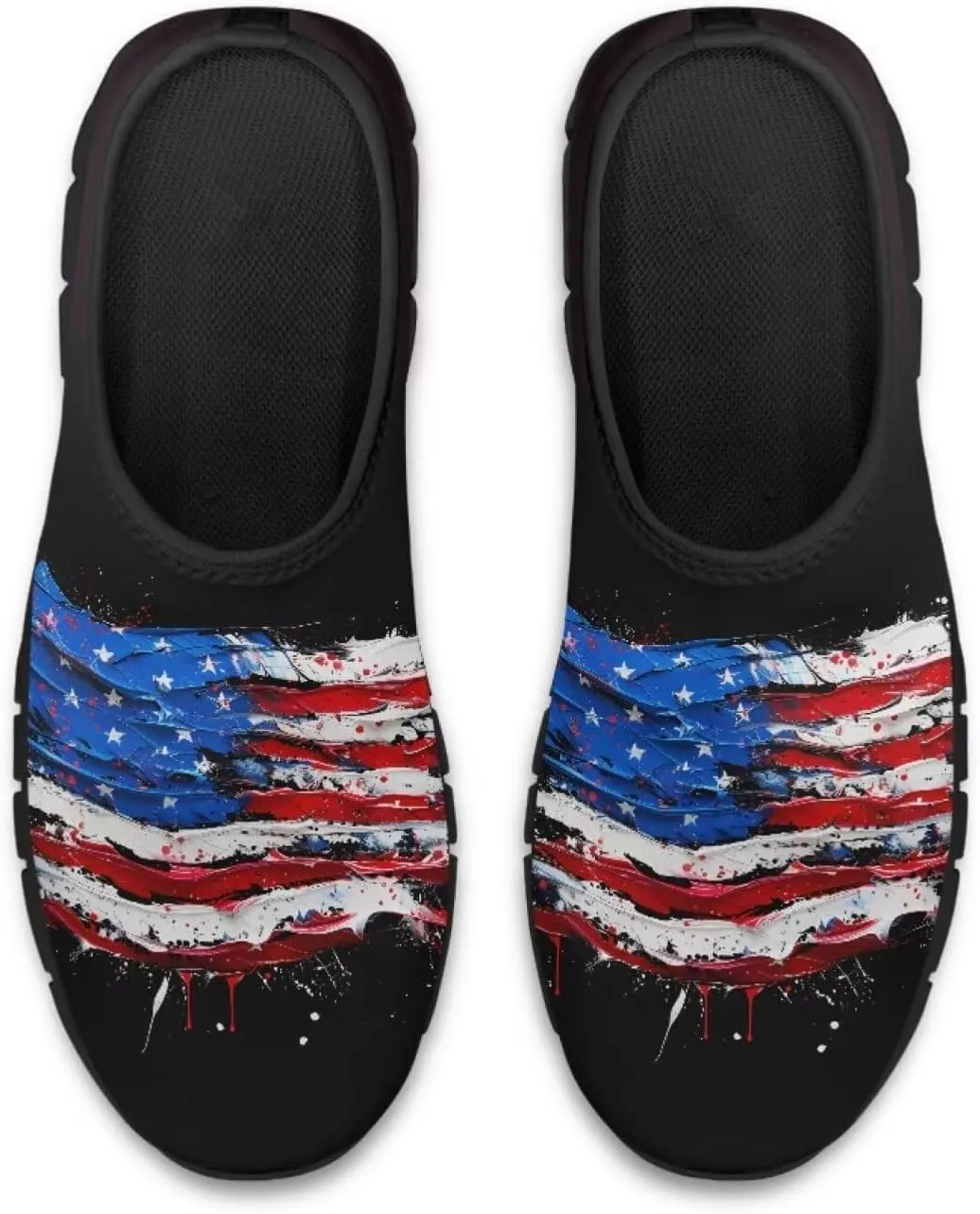 Low-Cut Flag Print Casual Shoes - Polyester Fabric, Non-Slip Walking Shoes Women's Tennis Shoes