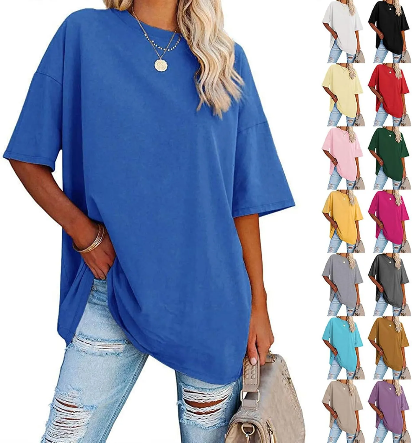 luwita Oversized T Shirts for Women Loose Fit Crewneck Short Sleeve Tops Summer Casual Blouse Y2K 2025 Basic Tees