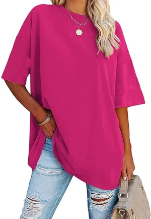 luwita Oversized T Shirts for Women Loose Fit Crewneck Short Sleeve Tops Summer Casual Blouse Y2K 2025 Basic Tees