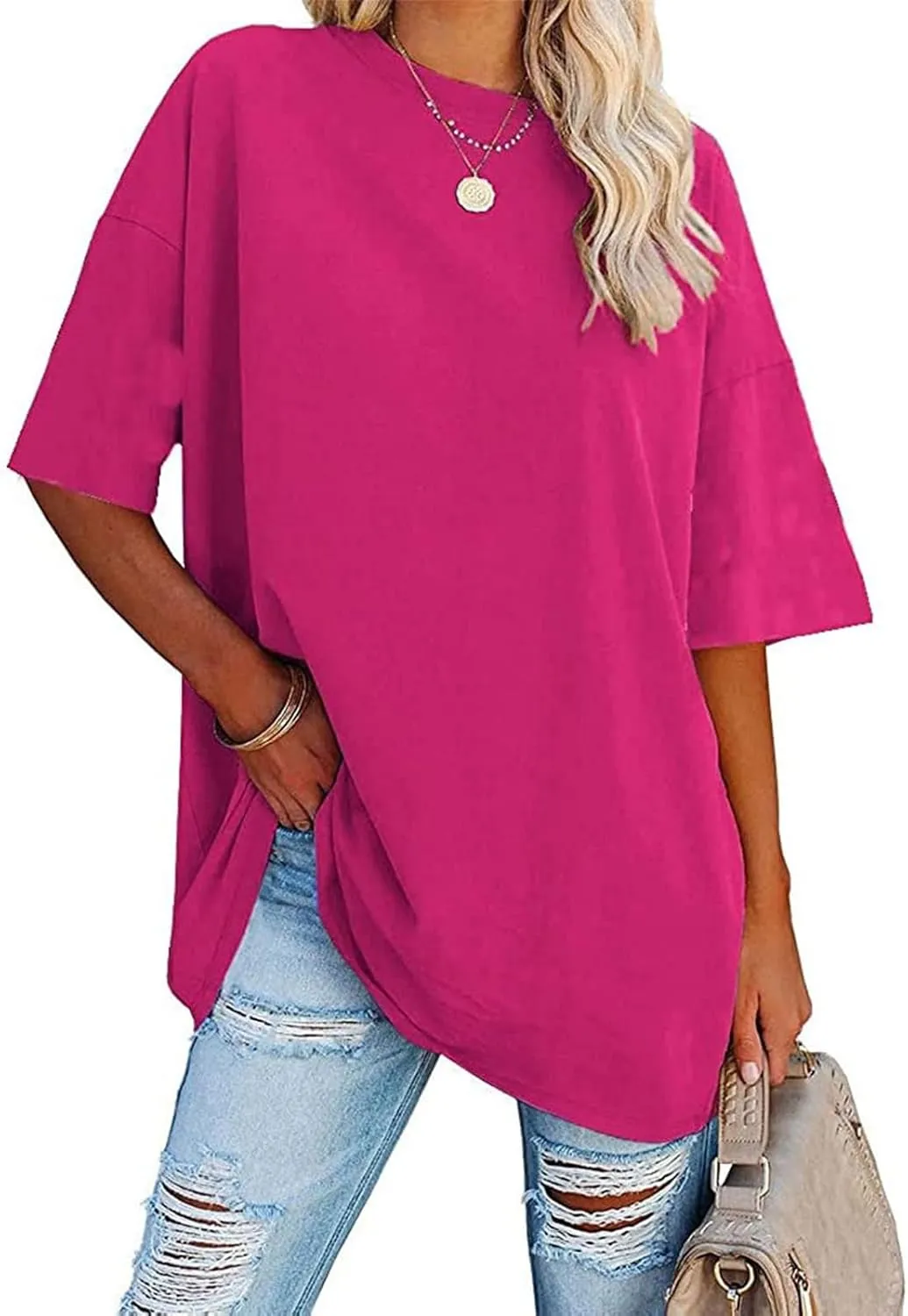 luwita Oversized T Shirts for Women Loose Fit Crewneck Short Sleeve Tops Summer Casual Blouse Y2K 2025 Basic Tees