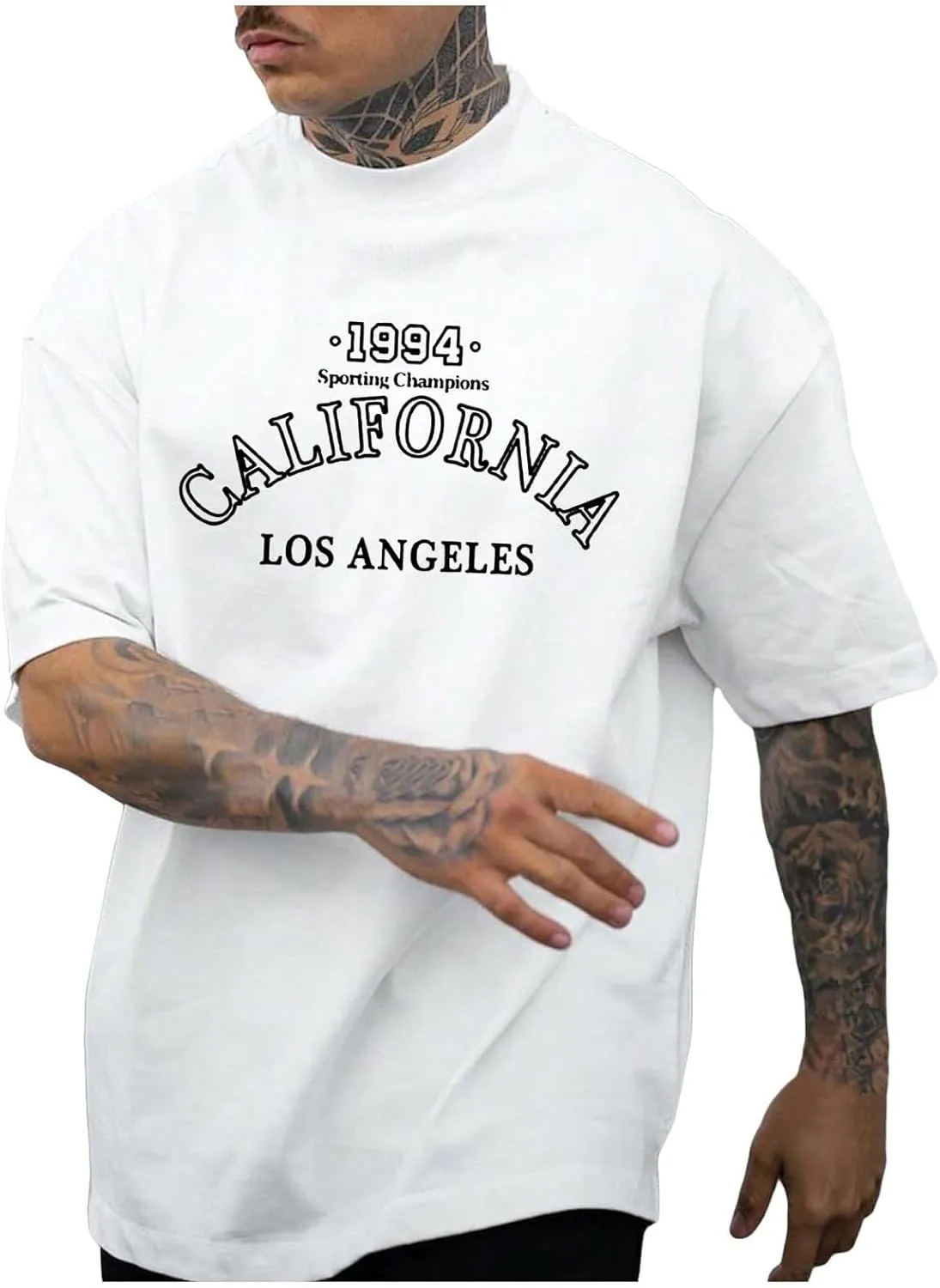 Male Oversize Spring and Summer Trend Young Large Size Printing Short Sleeve T Shirt Top Spandex T Shirt Men