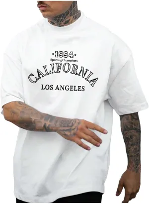 Male Oversize Spring and Summer Trend Young Large Size Printing Short Sleeve T Shirt Top Spandex T Shirt Men