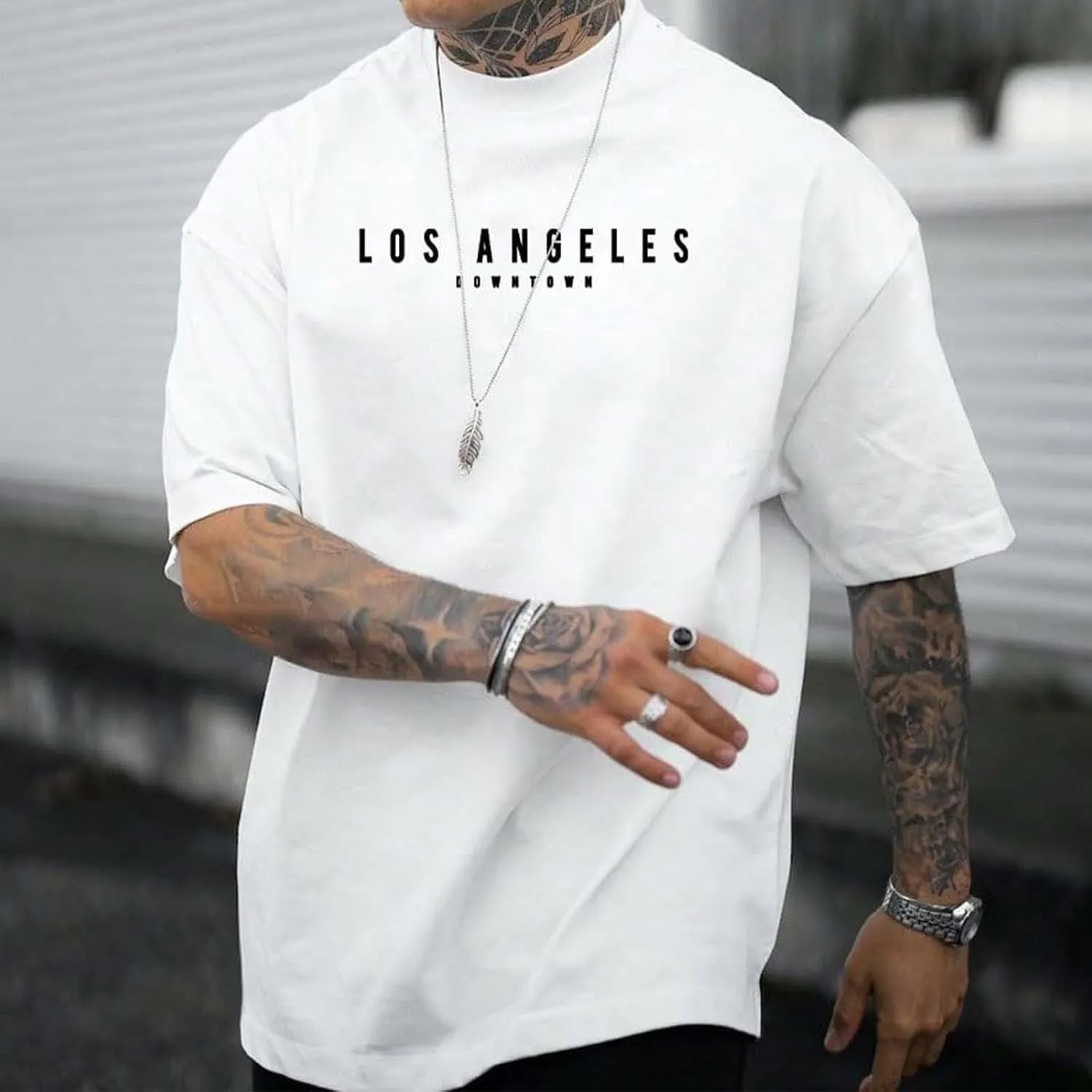 Male Oversize Spring and Summer Trend Young Large Size Printing Short Sleeve T Shirt Top Spandex T Shirt Men