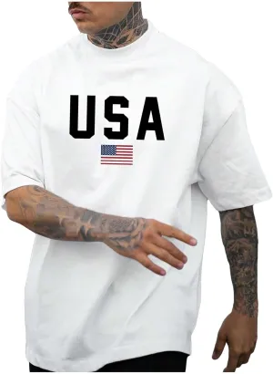 Male Oversize Spring and Summer Trend Young Large Size Printing Short Sleeve T Shirt Top Spandex T Shirt Men