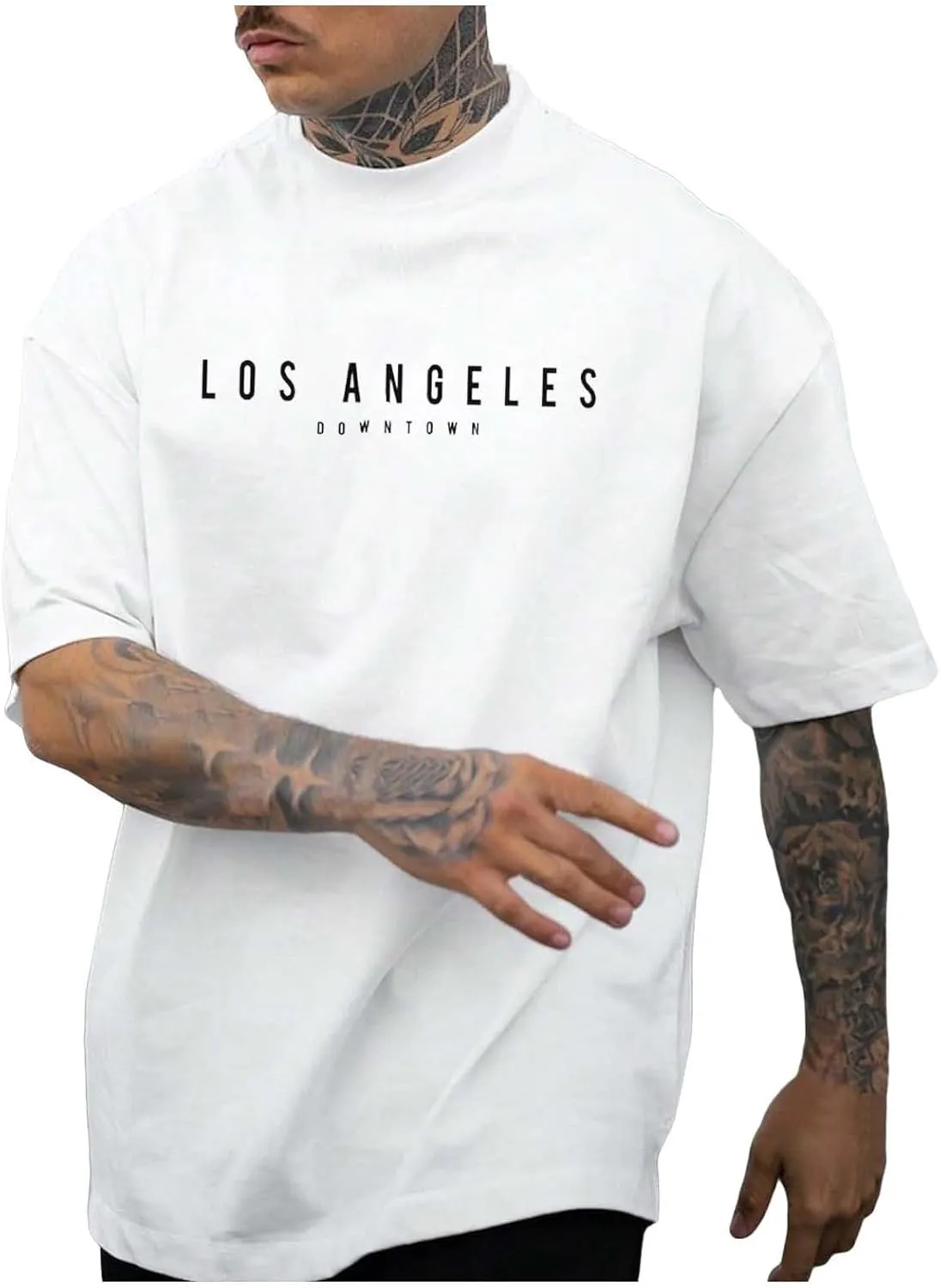 Male Oversize Spring and Summer Trend Young Large Size Printing Short Sleeve T Shirt Top Spandex T Shirt Men