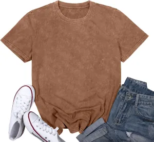 Mama Shirt Cheer Mom Shirt Graphic Tees for Women Acid Wash T-Shirt Vintage Letter Printed Tee Short Sleeve Casual Tops