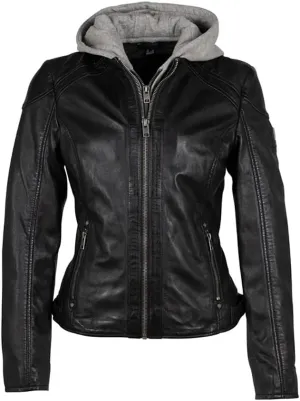 Mauritius Women's Allice Genuine Leather Jacket With Detach Hood