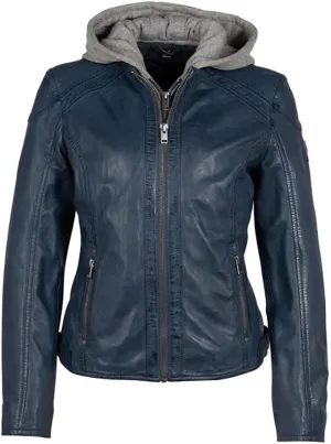 Mauritius Women's Allice Genuine Leather Jacket With Detach Hood